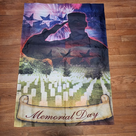 The Hamilton Collection Memorial Day Banner Flag USA Soldiers 39" x 28.5" - Picture 1 of 8